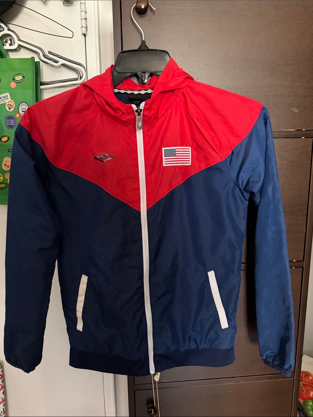 Umbro Kids Red and Navy Blue Hooded Raincoat